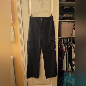 Bershka Black Cargo Pants Sz 6 Straight Leg